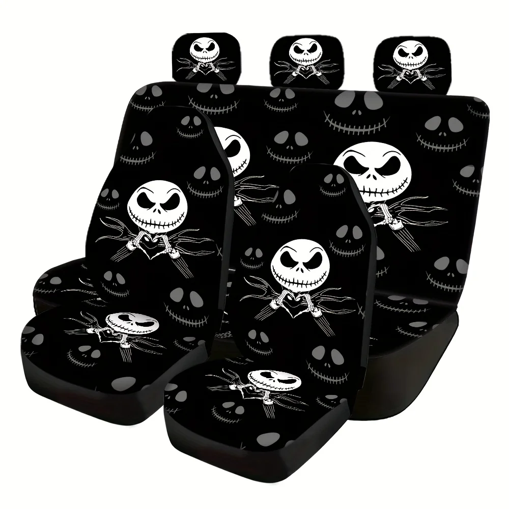 

Disney Cartoon Car Seat Cover 7-Piece Set, Complete Set, Christmas Horror Night Theme Design, Suitable for Five-Seater Cars