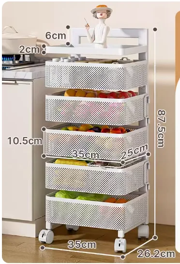 Snack storage rack Living room mobile baby stroller Multi-layer bookshelf storage rack for household