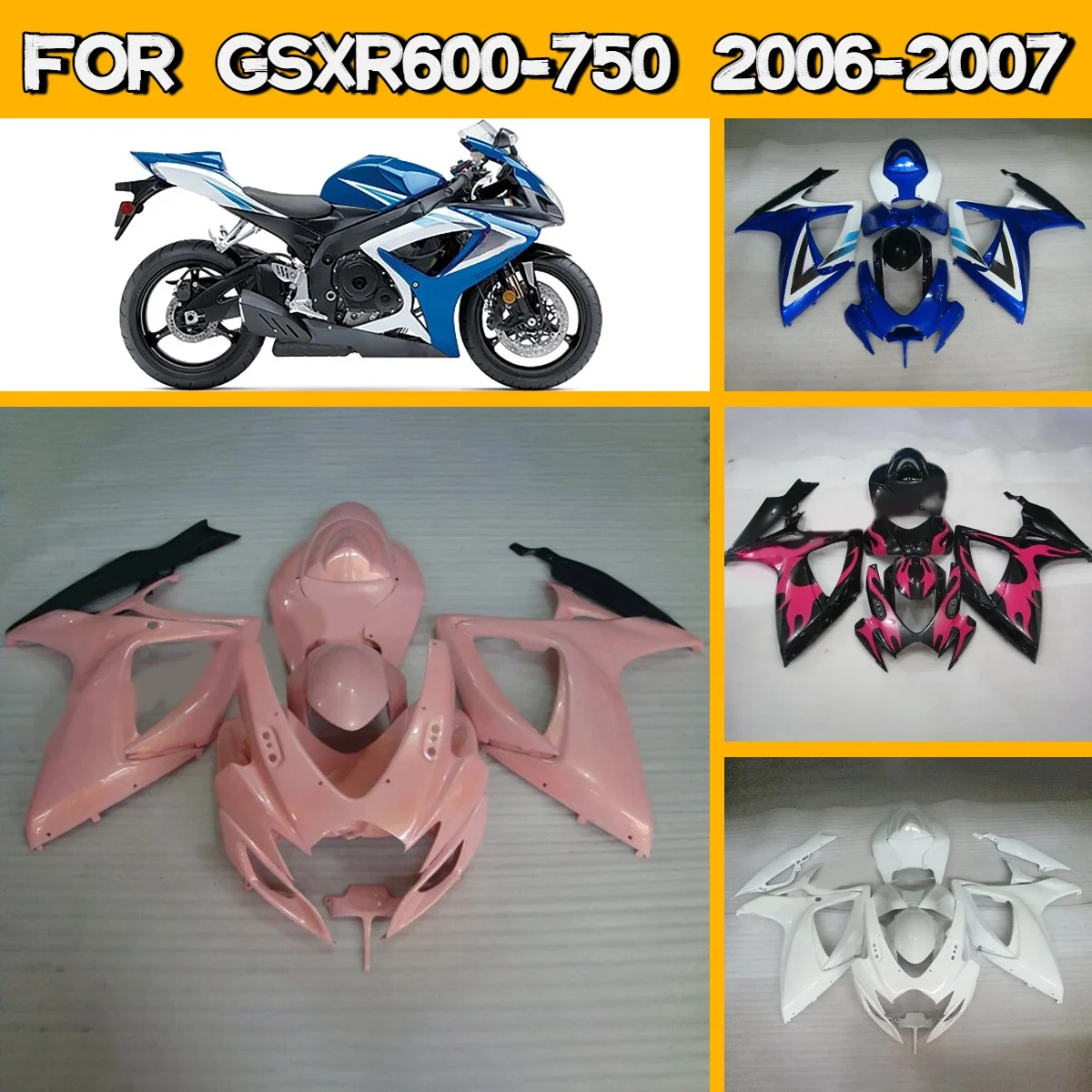 

Fairing Set 2006 2007 GSXR 600 750 Full High Quality Motorcycle Fairings ABS Plastic for 06 07 Suzuki GSXR600 GSXR750