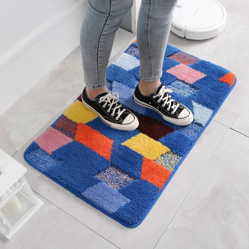 Double Layer Flocking Entry Door Dustproof Floor Mat Bathroom Absorbent Non-slip Foot Pads Bedroom Living Room Decorative Carpet