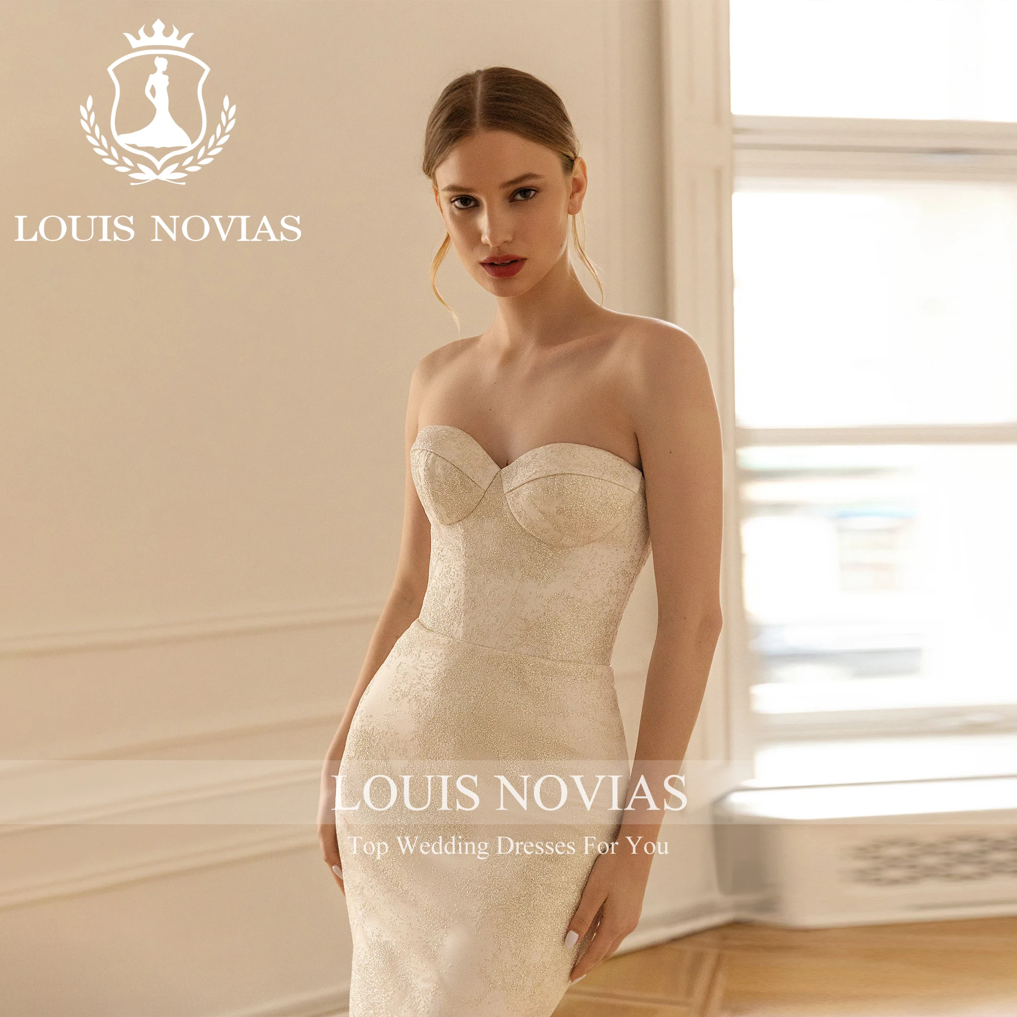 LOUIS NOVIAS 2 в 1 свадебные платья русалки сексуальное винтажное свадебное платье без бретелек из сверкающего тюля со съемным шлейфом Vestido De Novia