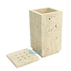 Contact us inquiry Hot Sale Square Marble Incense Holder Beige Travertine Incense Burner