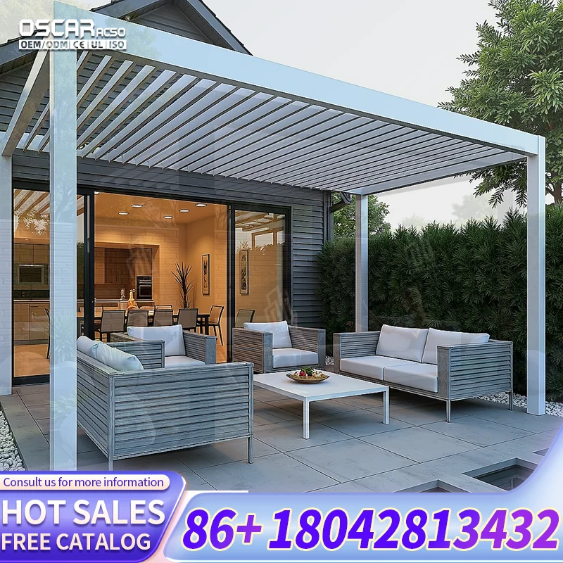 Remote Control Retractable Motorized Awning for Outdoor Pergola and Garden Decor in US UK pergola