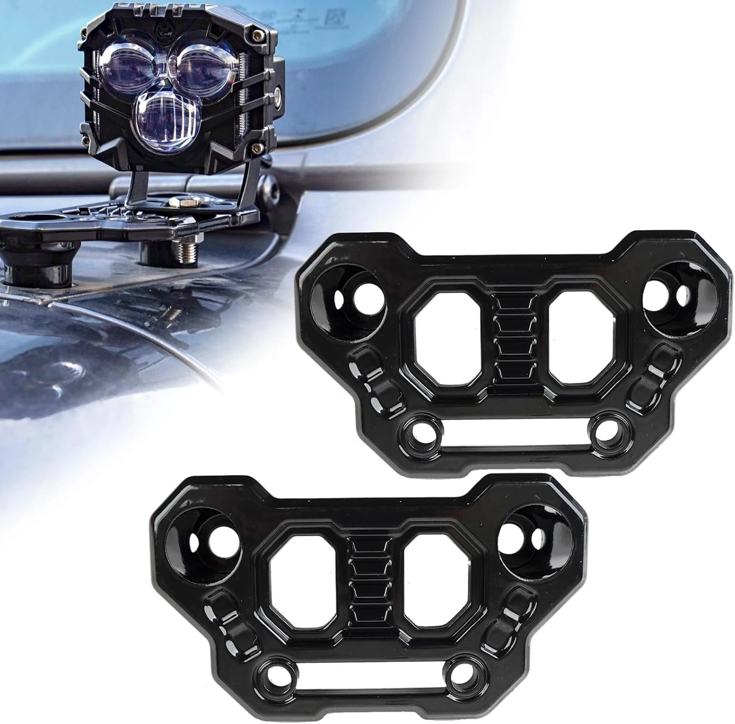 

2-Pack Dual Hood Mounting Brackets for Light Bar Fit for Jeep Wrangler JL JLU Gladiator JT 18–2025 Aluminum A-Pillar Auxiliary