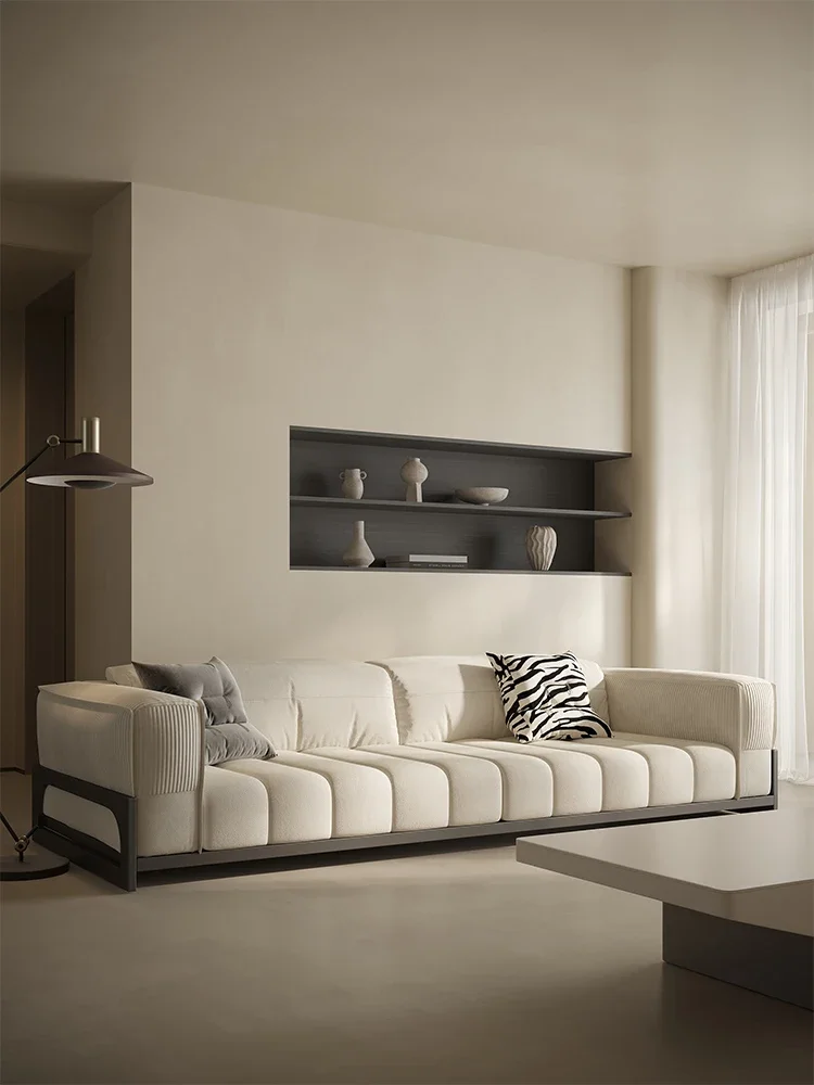 

Nordic modern simple straight sofa, quiet living room sofa, small-sized frosted cloth three-person sofa