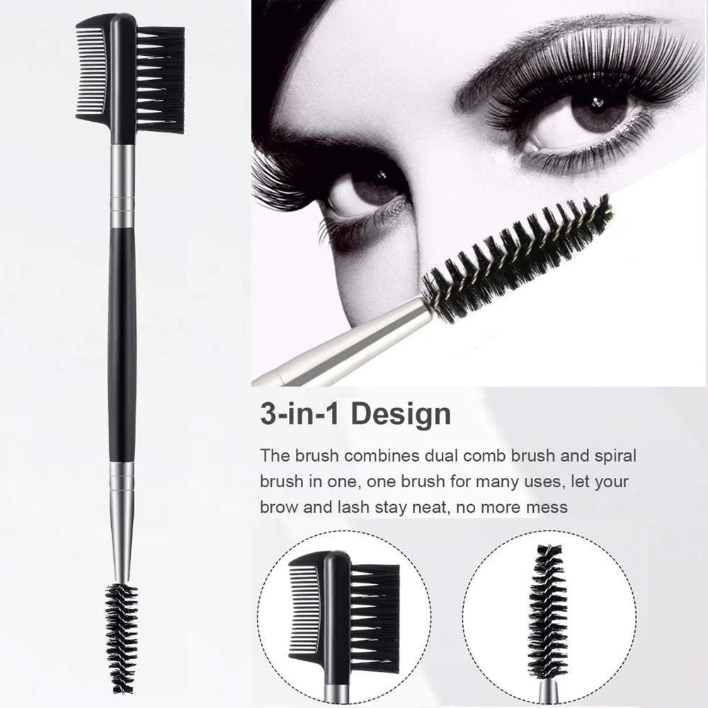 Peigne à sourcils et à cils, brosse modelante, Double tête, combinaison de cils, outil de maquillage professionnel pour femmes et filles, 1 pièce