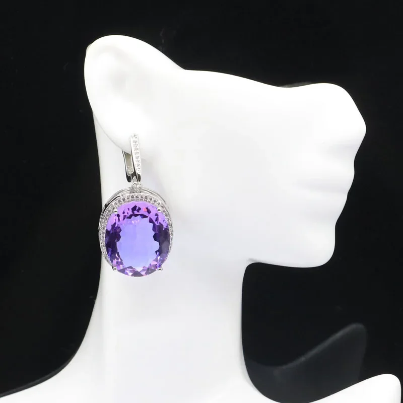 Buy 5 Get 1 Free 40x21mm Hot Selling Big Gemstone 17.5g Color Changing Alexandrite Topaz Zultanite Cz Dating Silver Earrings