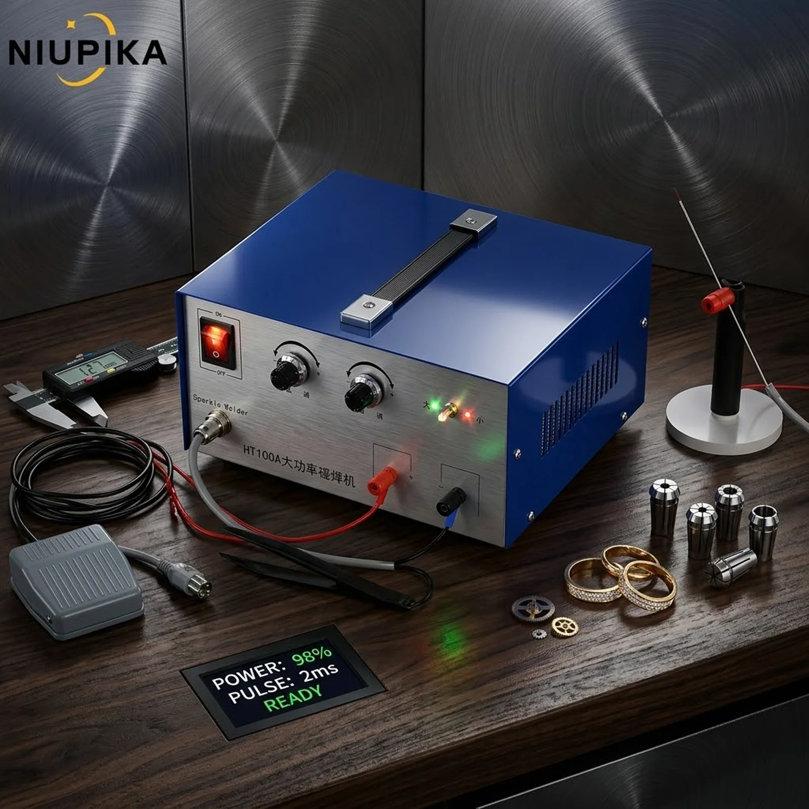 NIUPIKA HT100A Jewelry Spot Welder High Power Pulse Welding Machine for Gold Silver Necklace Chain Repair Precise Jewelry Tool K