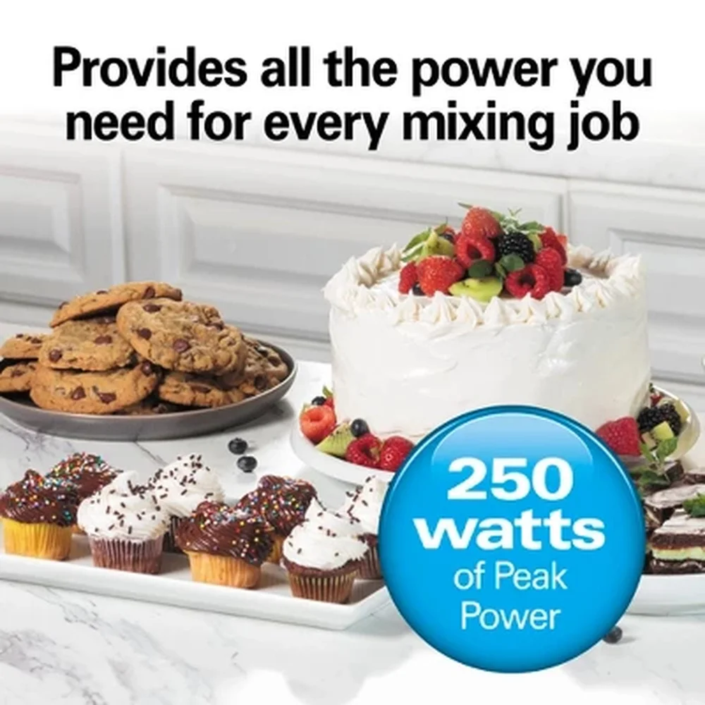 6 Speed Hand Mixer 250W Portable Electric Mixer Dishwasher Safe Beaters Bowl Rest Feature QuickBurst Button Kitchen Baking Tool