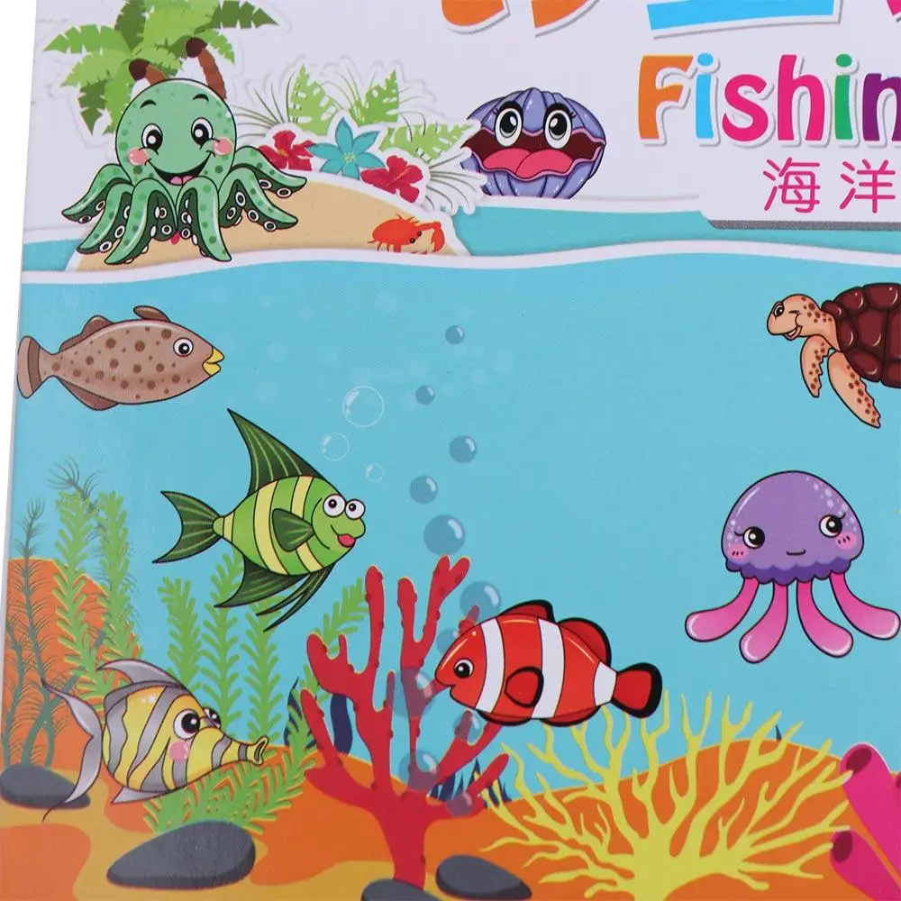 Juego de pesca educativo temprano magnético cognitivo de vida marina de madera, tablero ocupado, juguetes de pesca, caña de pescar, juguetes de juego de pesca