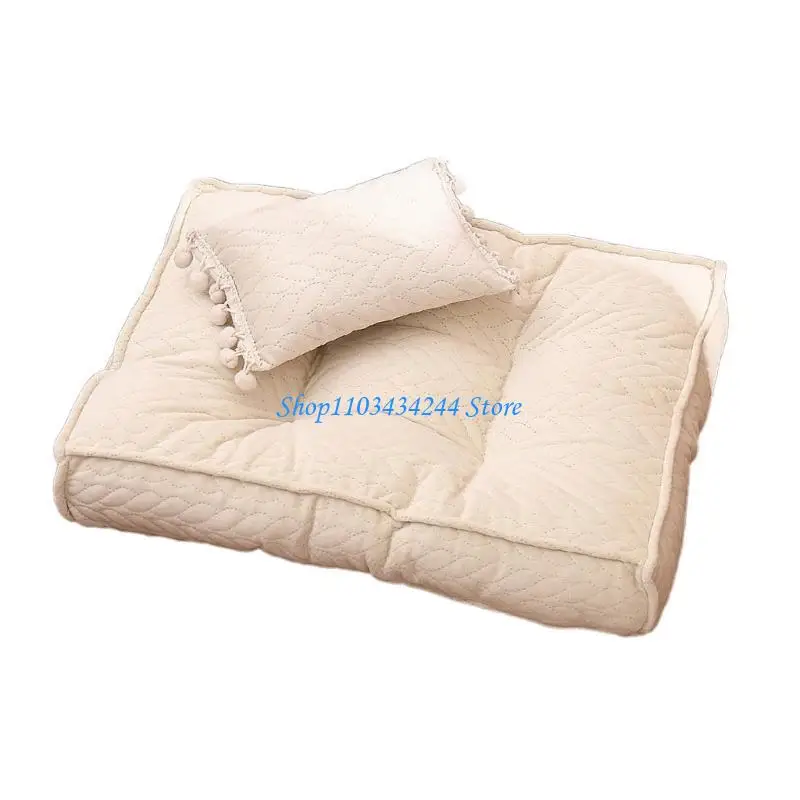 

Newborns Photo Photography Aids Props Mattress Tasseled Pillow Two Piece Set Professional Studio Baby Photo Props