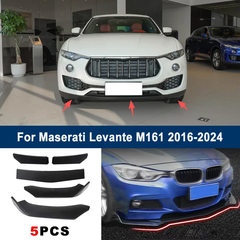 

Adjustable 5Pcs Sectional Front Spoiler Lip For Maserati Levante M161 2016-2024 Front Bumper Splitter Sport Body Kit