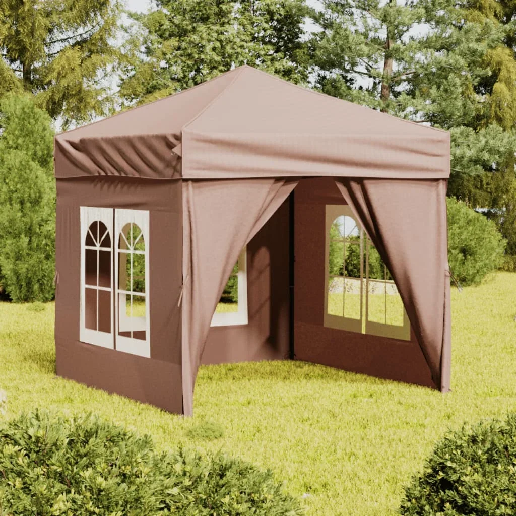 Vidaxl Folding Party Tent With Sidewalls Taupe 2X2 M Outdoor Products Sunshade And Rainproof Outdoor