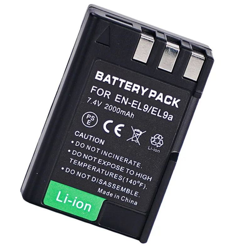 7.4V 2000mAh EN-EL9 Battery for Nikon D60 D40X D5000 DSLR Cameras High Capacity Rechargeable Li-ion Compatible with EN-EL9A