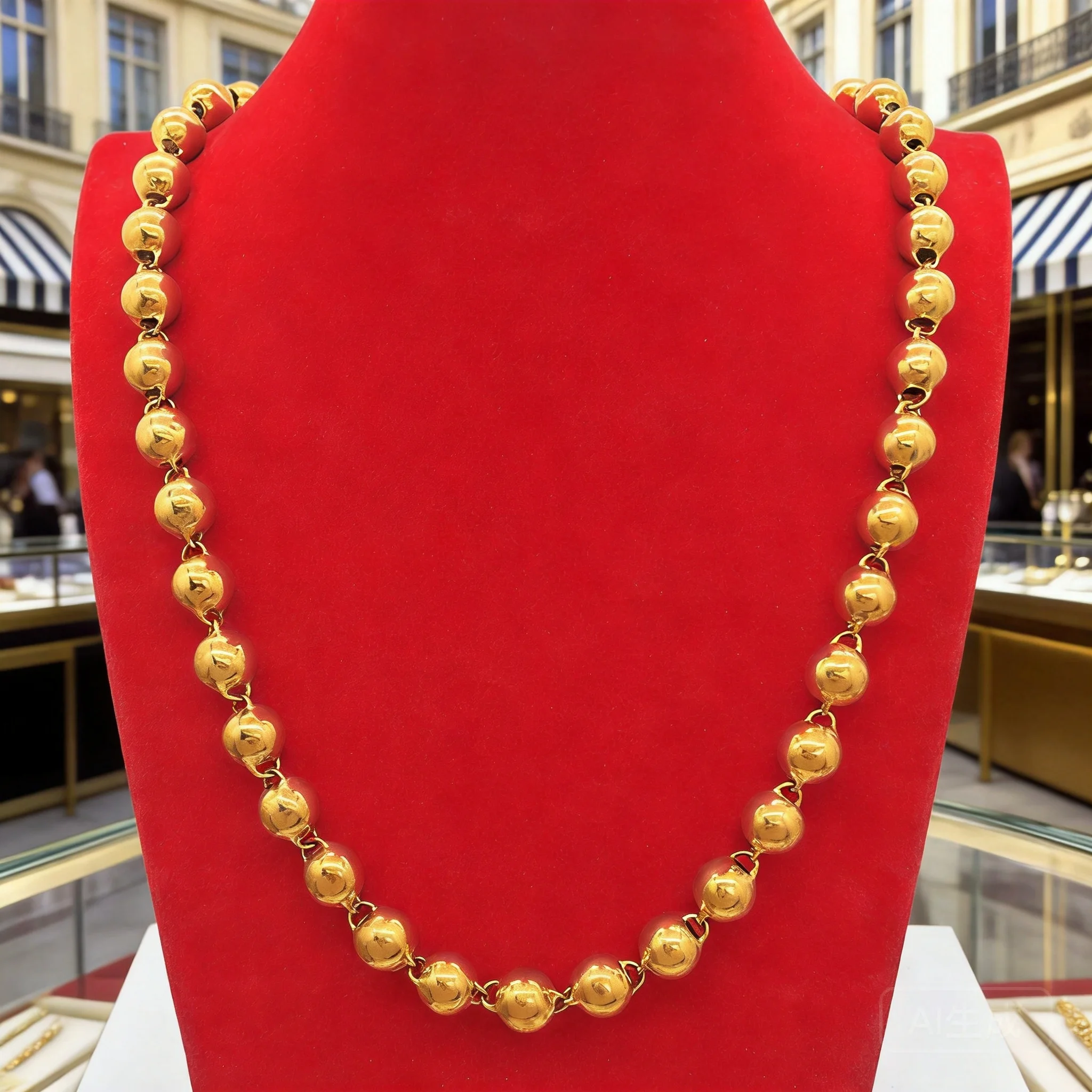 

Men's 2026 Hollow Smooth Round Bead Necklace For Daily Wear Party Gift Gold Plated Copper Faux Sand Gold Buddhist Prayer Bead