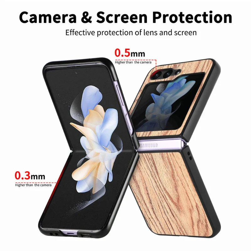 Wood Grain Magnetic Phone Case Wireless Charging Folding Ultra-thin Back Cover Shockproof Shell For Samsung Galaxy Z Flip 5 5G