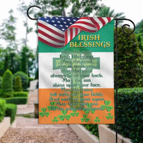 Happy St Patrick's Day Flag, Irish Blessing Flag, Irish Celtic Cross Flag WWL UUN