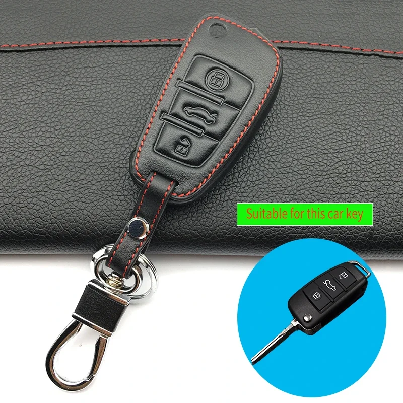 Hot Sale Super Quality 100% Leather Key Cover Case for Audi Q3 Q5 Sline A3 A5 A6 C5 A4 B6 B7 B8 TT 80 S6 C6 Auto Accessories