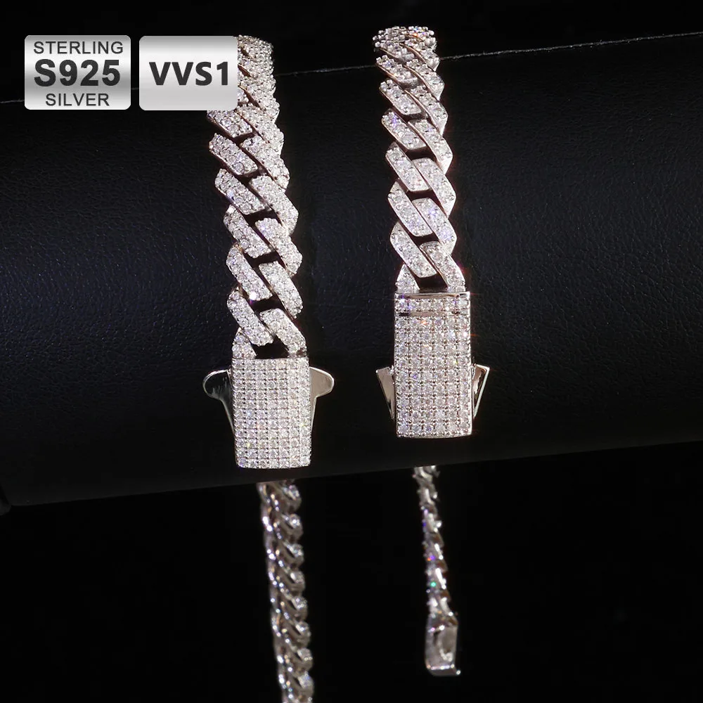 

ICEBLING VVS Moissanite Cuban Bracelet 8mm 925 Silver for Men Women Iced VVS Cuban Chain with GRA Certificate