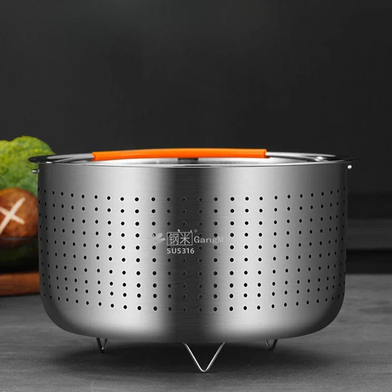 

Steamer Rice Cooker 316 Stainless Steel Household Rice Basket Steaming Rack Water-Proof Single Bottom Heightening Steamed Rice