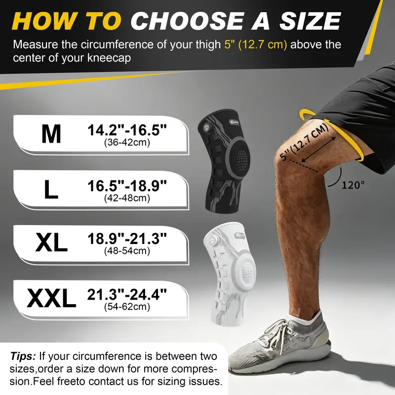 Kuangmi Smart Knob Knee Brace with Patella Gel Pad and Lateral Stabilizer, Compression Knee Brace for Exercise (Single), KMh752 - Image 4