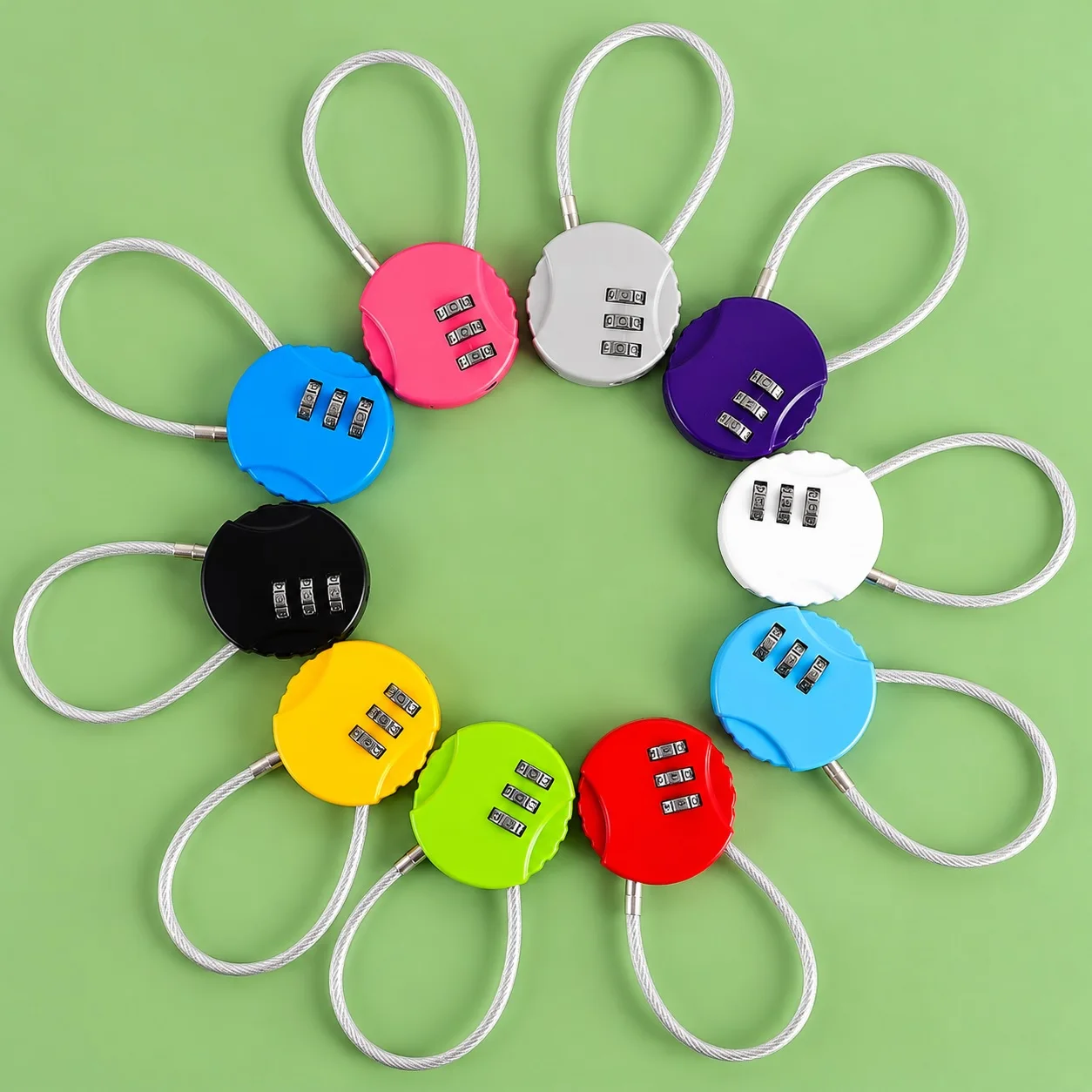 Portable Combination Cable Padlock Zinc Alloy Lock for Luggage Bicycle Backpack Locker Travel Security Colorful Mini Lock Design