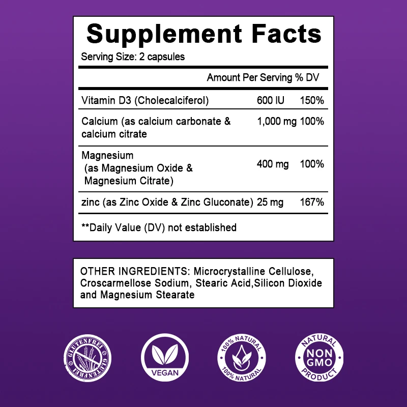 Orgmax Calcium Magnesium Capsules for Gym Beauty Health Magnesium-glycinate Citrate Capsule Osteoporosis Bone & Joint Health