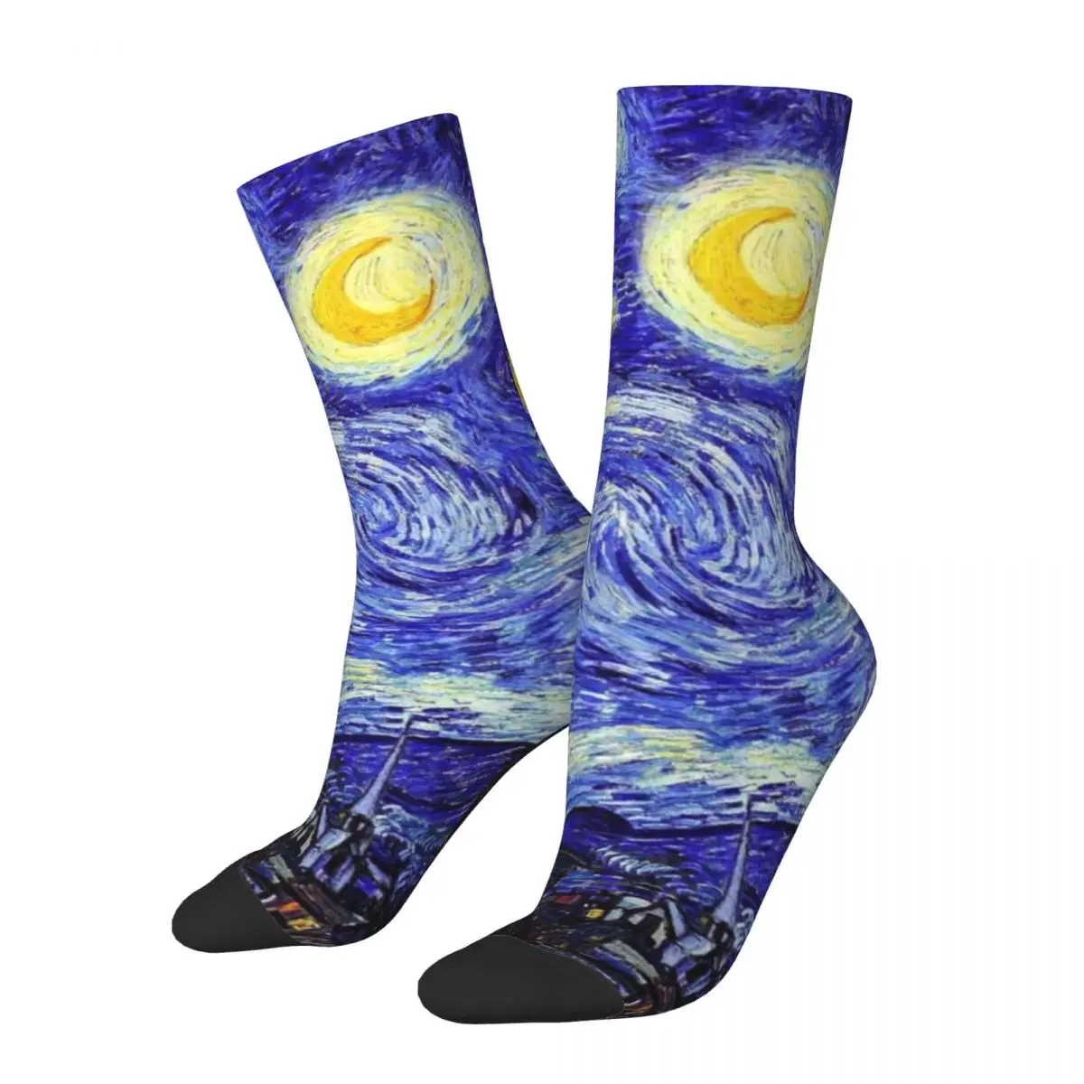 Van Gogh Mountains Socks Starry Night Kawaii Stockings Women Men Soft Running Sports Socks Autumn Custom Non Slip Socks