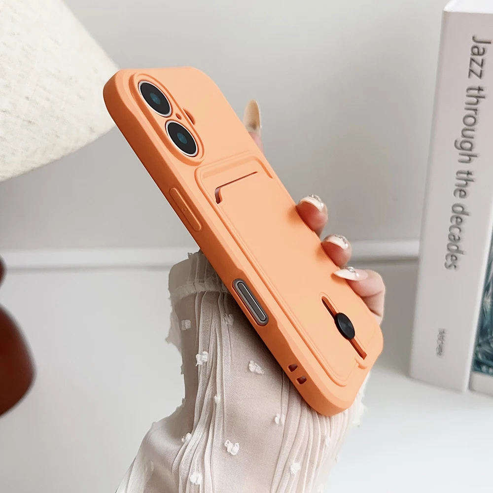 Weiche Silikon-Kartenhalter-Brieftaschen-Handyhülle für iPhone 17 16 16e 15 14 Plus 13 12 Mini 11 Pro Max Plus mit Kameraschutzabdeckung – Detail 10