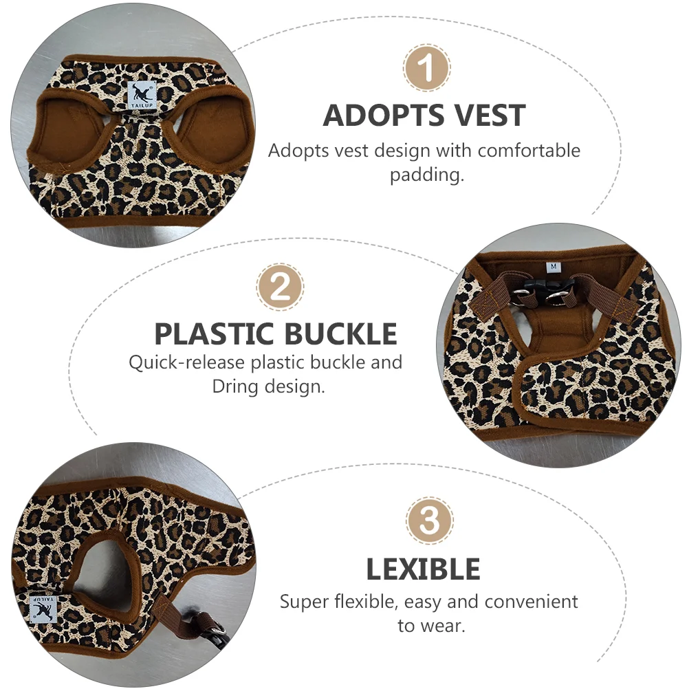 Pet Dog Canvas Chest Harness Vest - Size M (Leopard Print)