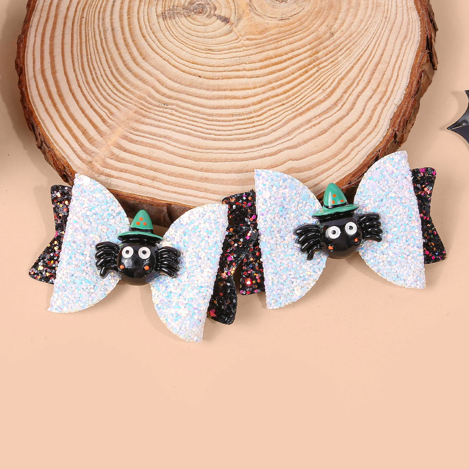 2PCS Glitter Haar Bögen Clips Kürbis Teufel Haar Bögen Clips Mädchen Halloween Festival Party Barrettes Clips Kinder Haar Zubehör