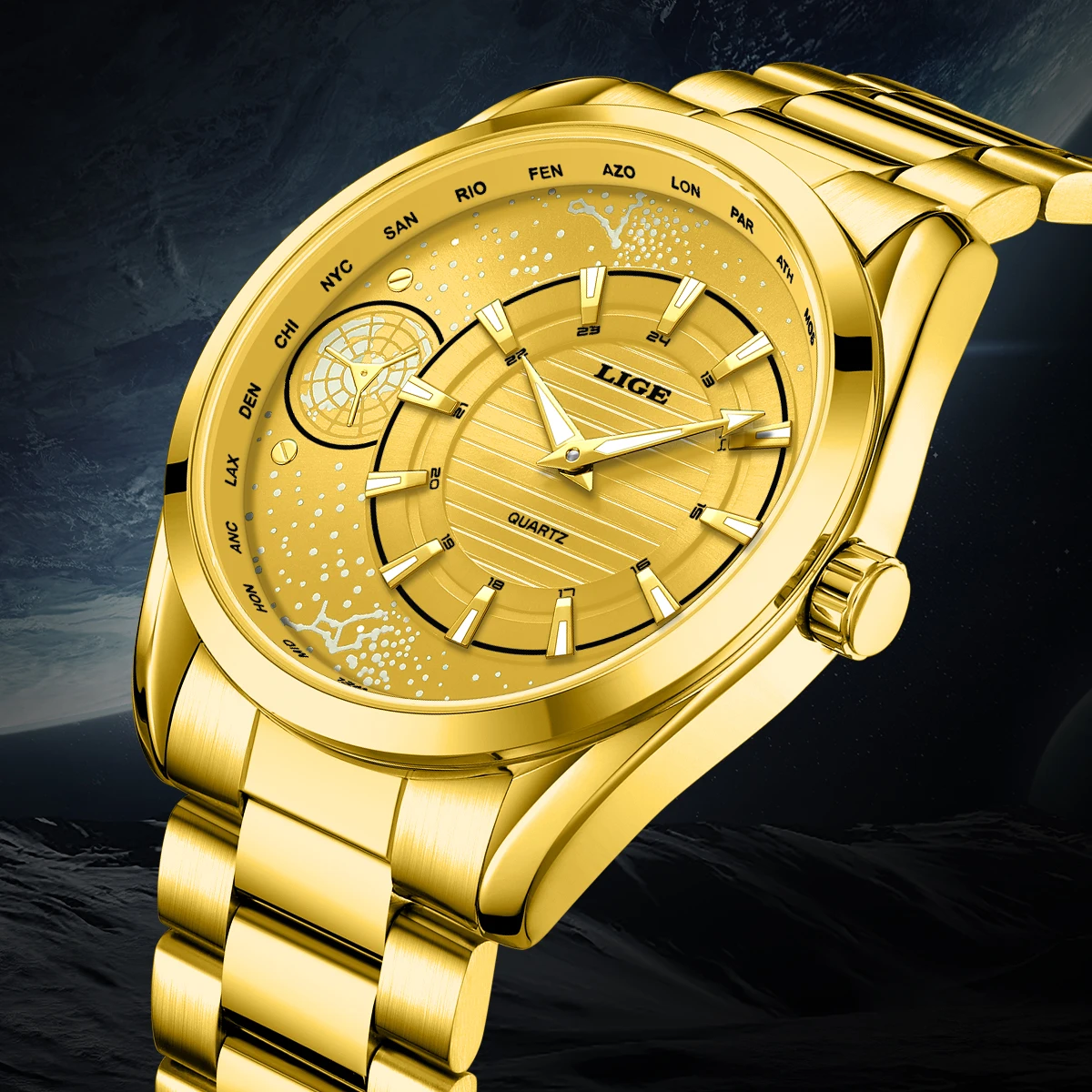 

LIGE Топ роскошные деловые мужские часы золотые светящиеся водонепроницаемые роскошные модные мужские спортивные часы кварцевые наручные часы reloj hommes