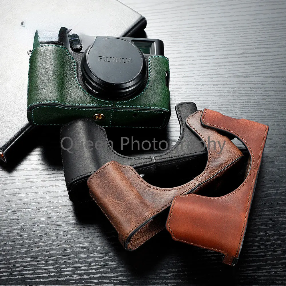 Body kamery Genuine Leather Camera Fuji Case Hand Half Bag Fr Fujifilm X100V X100F X100S X100T сумка для фотоаппарата 카메라가방