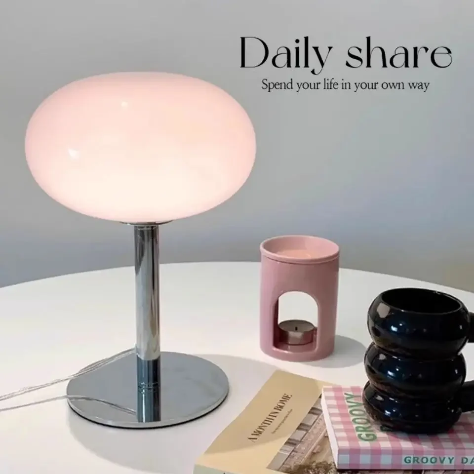 

Glass Table Lamp Lollipop Shape Home Living Room Atmosphere Decor Light 3 colors Adjustable Bedroom Bedside Retro Desk Lamp