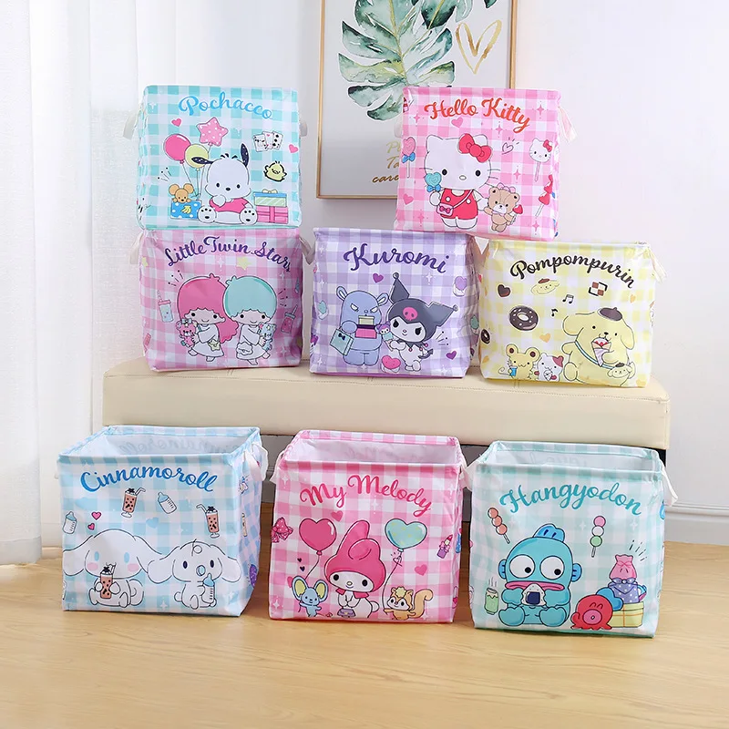 Корзина для хранения Sanrio Kitty Cartoon Jenga, складная, из оксфордской ткани, для игрушек, одежды и мелочей, корзина для грязного белья