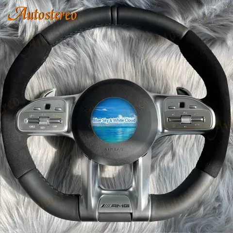 메르세데스 벤츠 AMG S, C, E, CLA, GLE, GLS 클래스용, 탄소 섬유 컨트롤, 쿠페 버전에 적합한 가죽, 자동차 핸들, 신규 업그레이드