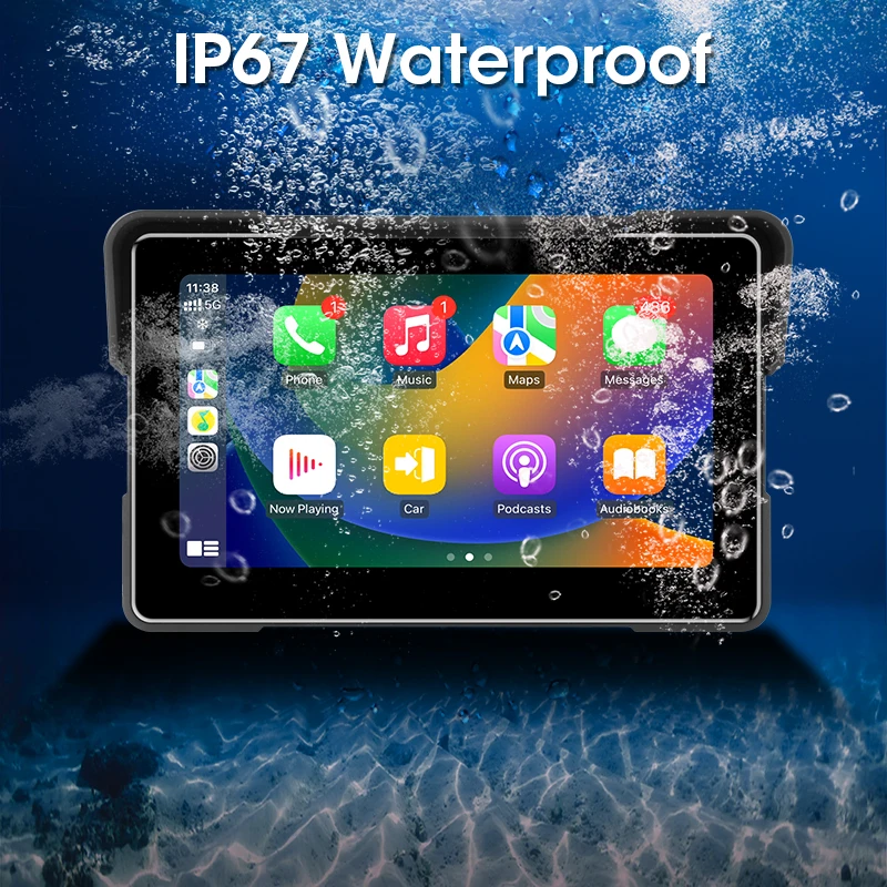 Jansite 5 i 7-calowy przenośny inteligentny monitor motocyklowy, cyfrowa tablica rozdzielcza, bezprzewodowy CarPlay, Android Auto, podwójny Bluetooth, TPMS, nawigacja GPS, ekran wodoodporny IP67 dla