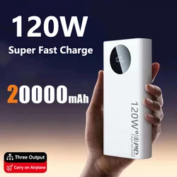 20000mAh Power Bank o dużej pojemności 120W Super szybkie ładowanie Powerbank Przenośna bateria zewnętrzna do iPhone Samsung Huawei xiaomi