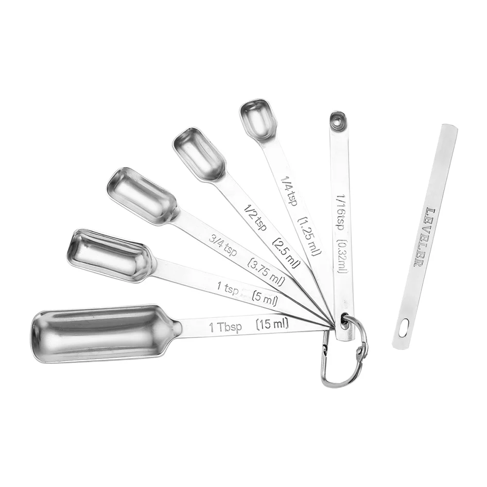 

7Pcs Stainless Steel Measuring Spoons Set for Baking and Cooking Kitchen Tools Multi-Purpose Graduated Scoops for Dry Wet