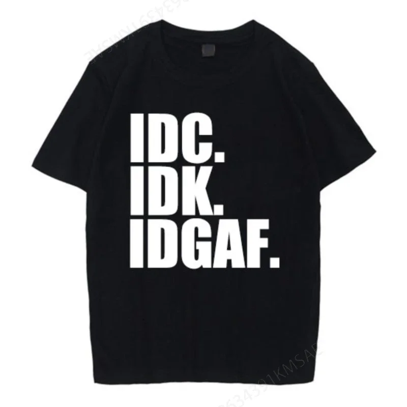 Летняя мужская одежда, английская idk idc idgaf решит 90% из плохих вещей в жизни, забавная Повседневная футболка из чистого хлопка с коротким рукавом и принтом