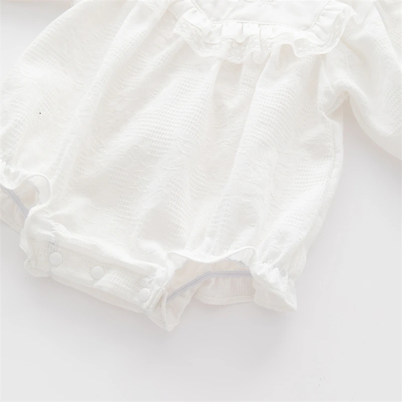 Spring Autumn Baby Girl Bodysuits Cotton Long Sleeve White Lace Girls Jumpsuits Princess Clothes