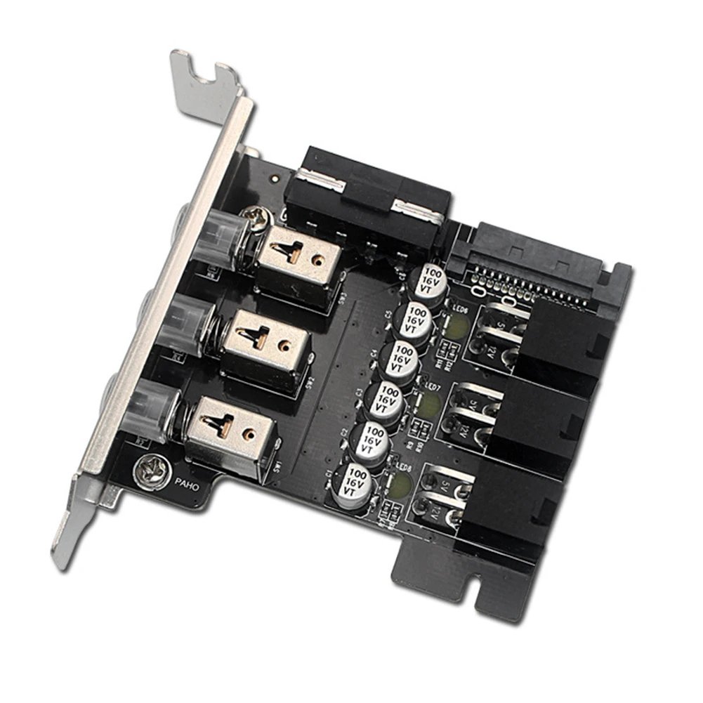 Pengontrol Hemat Daya 4Pin SATA Hard Drive Kartu Ekspansi PCI LED Backlit Sistem Manajemen Kontrol Cerdas Bernomor PCIE