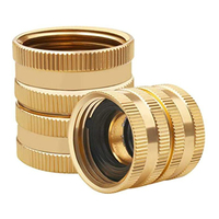 Two-Way Female Connector Solid Brass Garden Hose Adapter 3/4 Female-To-Female Hose Adapter For Garden Watering Irrigation