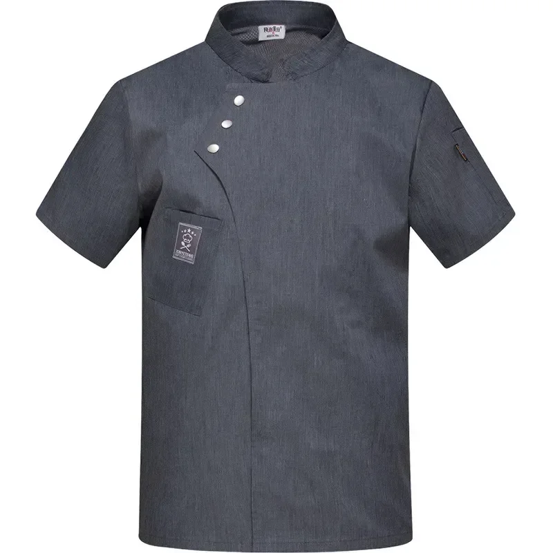 Draag Werk Ober Jas Tops Restaurant Uniform Chef Serveerster Mouw Unisex Keuken Kort Jasje Lange Kok