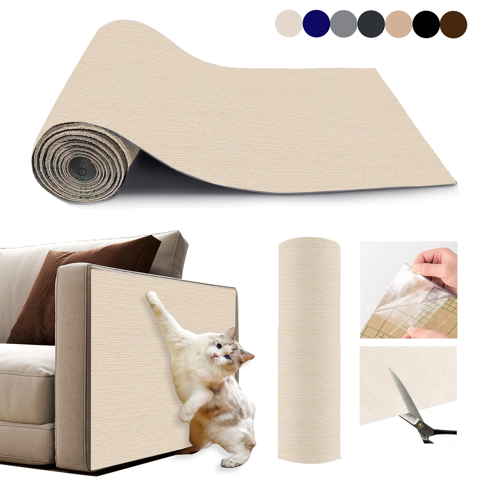 Self-Adhesive Cat Scratch Furniture Protector Trimmable DIY Cat Wall Climbing Carpet Cat Scratcher Furniture Indoor Protector