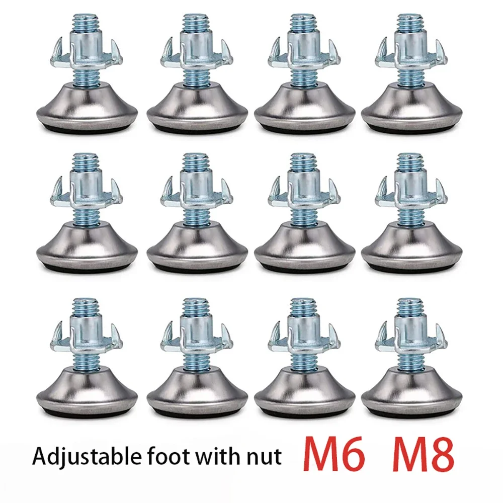 4-16Pcs Metal Adjustable Feet Pad with Screw M6 M8 Table Chair Balck Leveling Foot Pad Furniture Leg Anti-Shock Protection