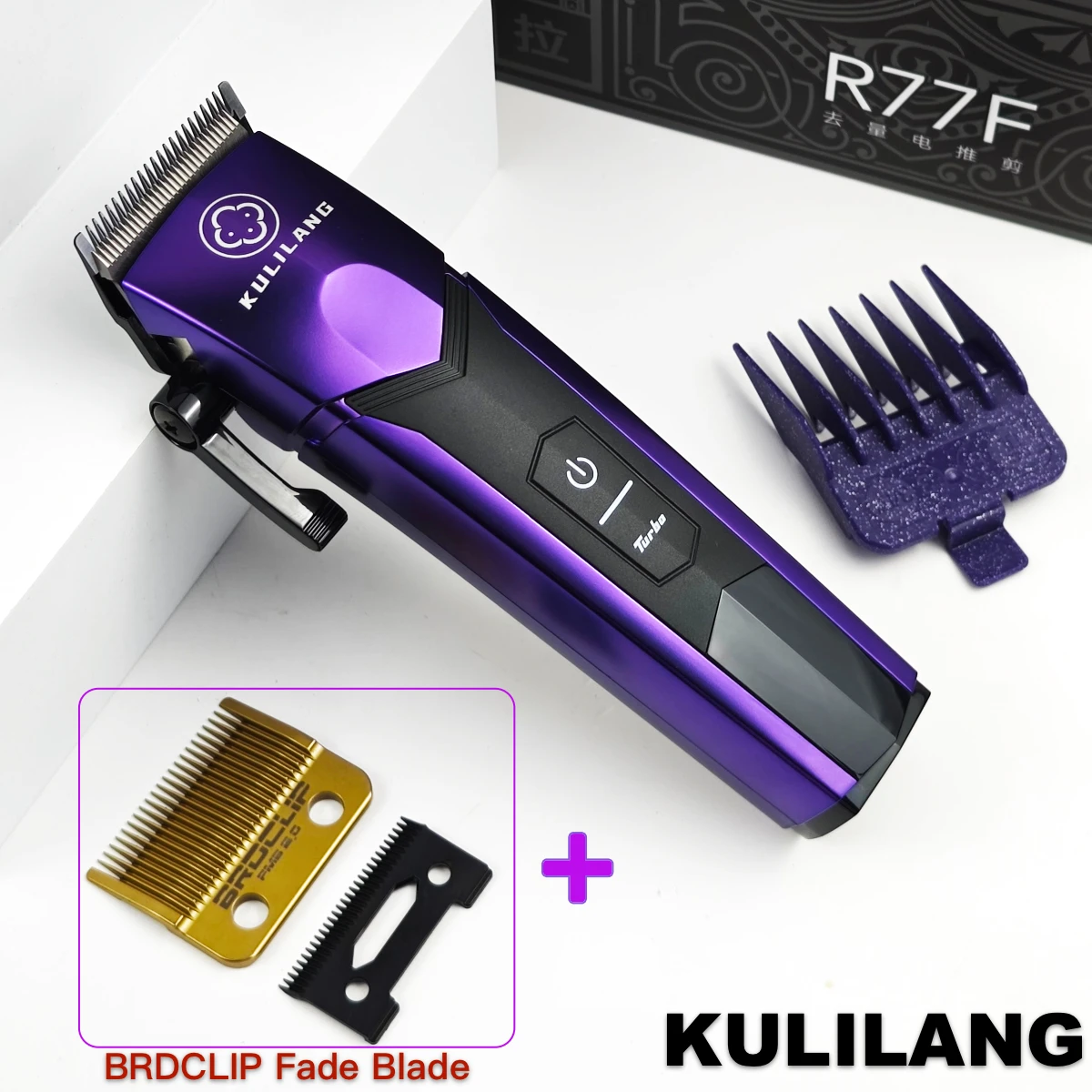 Cortadora de pelo R77F con cuchilla de repuesto para hombres, cortadora de pelo profesional recargable, kulilang Madeshow