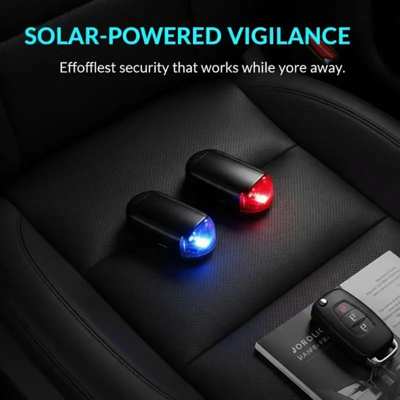 Solar Powered Fake Car Anti-Theft Flashing LED Light Simulated Alarm Warning Lamp Universal for Vehicle Parking Safety