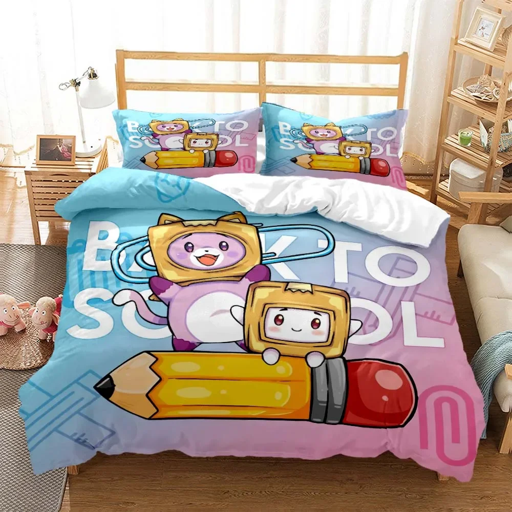 Lanky-box Foxy Boxy Cute Cartoon 3D printed bedding Queen bedding set Customized King size bedding set Soft and comfortable