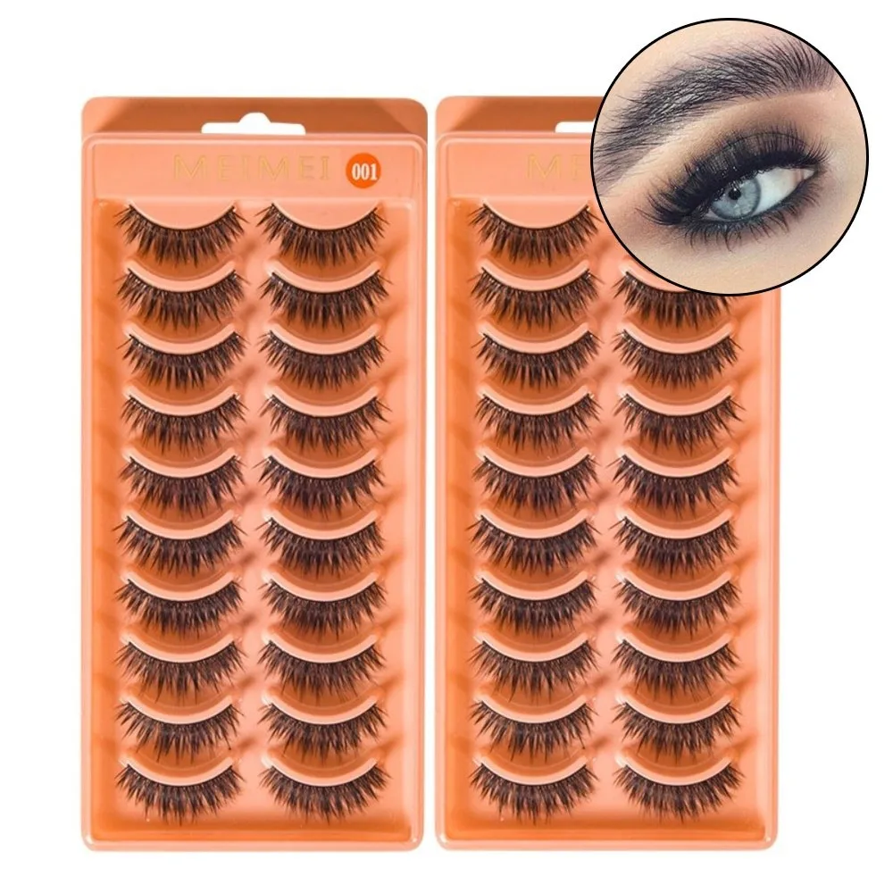 

10Pairs 3D Mink False Eyelashes HandMade Thick Volume Manga Lashes Natural Look Soft Fluffy Anime Lashes Eye Lash Extension